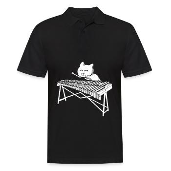 Cute cat plays percussion music xylophone - Men's Polo Shirt - black - Front - Kai (181cm)