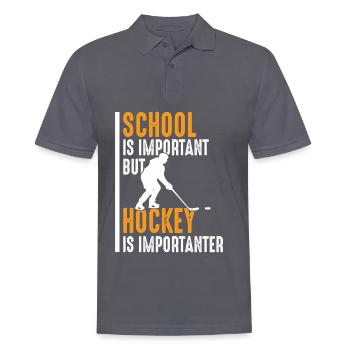Eishockey ist wichtiger als Schule Hobby Hockey - Männer Poloshirt - Anthrazit - Vorne - Nico (186cm)