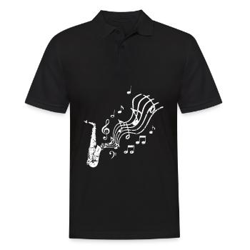 Vintage Retro Saxophon Saxophon Musik Musiker - Männer Poloshirt - Schwarz - Vorne - Kai (181cm)