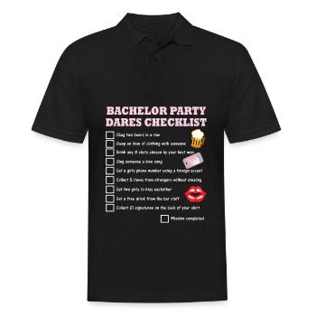 Enterrement de vie de garçon Liste de contrôle avec des épreuves de courage - Polo Homme - noir - Devant - Kai (181cm)
