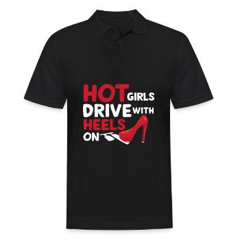 Heiße Mädchen fahren mit Absätzen - Mädchen Tuner - Männer Poloshirt - Schwarz - Vorne - Kai (181cm)