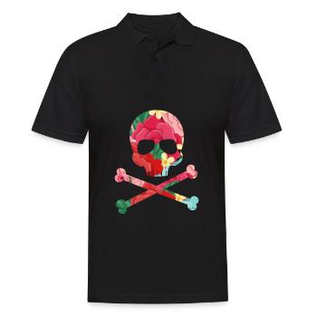 Flowering Pirate Skull Skull Skull - Men's Polo Shirt - black - Front - Kai (181cm)