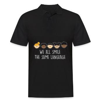Equality Children Happy Laughter Same Language - Men's Polo Shirt - black - Front - Kai (181cm)