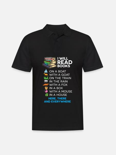 Reading books on a boat - Men's Polo Shirt - black