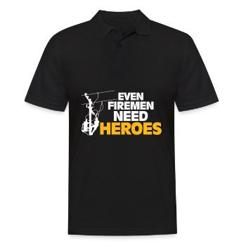 Power Lineman Selbst Feuerwehrleute brauchen Helde - Männer Poloshirt - Schwarz - Vorne - Kai (181cm)