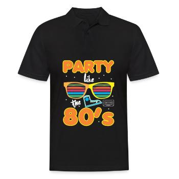 Retro Eighties Party wie die 80er Jahre - Männer Poloshirt - Schwarz - Vorne - Kai (181cm)