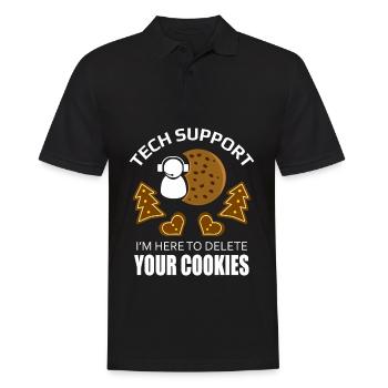 Support technique Cookie Supprimer Computer Scientist - Polo Homme - noir - Devant - Kai (181cm)