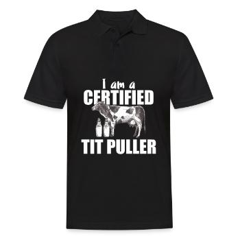 Certified Tit Puller - Kuh Bauer Milch - Männer Poloshirt - Schwarz - Vorne - Kai (181cm)