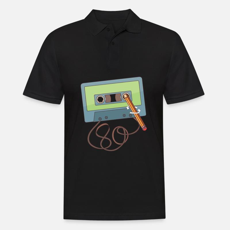 Old school crayon une cassette - Polo Homme - noir