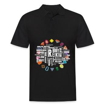 Reiki Begriffe Kristall Energie Steine - Männer Poloshirt - Schwarz - Vorne - Kai (181cm)