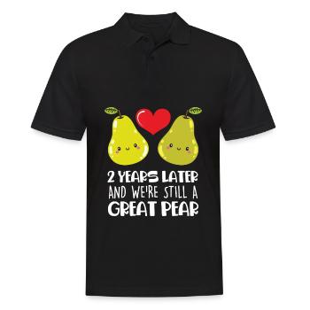 2ème cadeau d'anniversaire de mariage Couple marié poire - Polo Homme - noir - Devant - Kai (181cm)