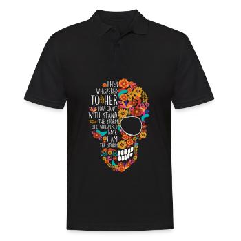 Fleurs de crâne de sucre de fleur de mère Hippie - Polo Homme - noir - Devant - Kai (181cm)