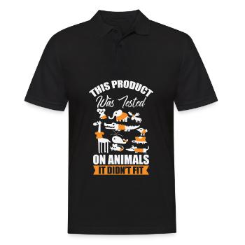 Product that has been tested on animals - Men's Polo Shirt - black - Front - Kai (181cm)