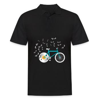 Fahrrad Vinyl Plattenspieler Bike Musik Noten - Männer Poloshirt - Schwarz - Vorne - Kai (181cm)