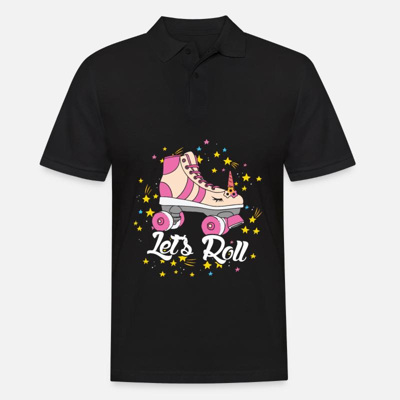 Rollschuhlaufen Einhorn Liebhaber Let's Roll Party - Männer Poloshirt - Schwarz
