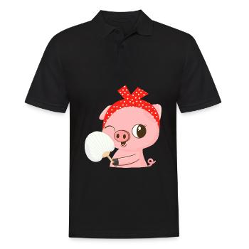 Niedliches Schwein Bandana Niedliches Ferkel Tier - Männer Poloshirt - Schwarz - Vorne - Kai (181cm)