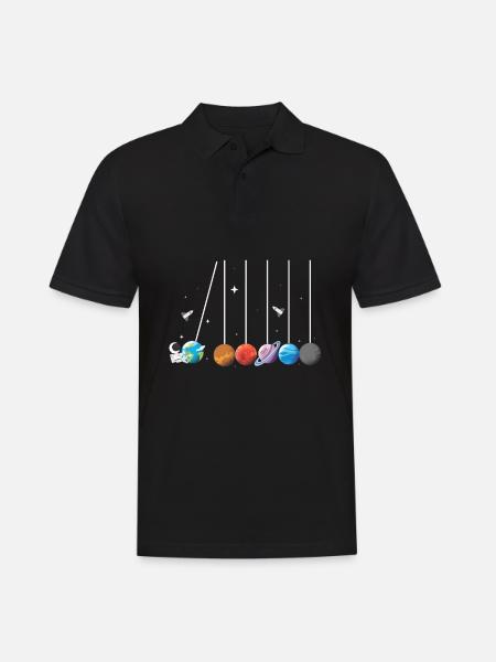 Weltraum Astronaut Pendel Rakete Sonnensystem - Männer Poloshirt - Schwarz