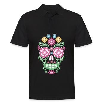 Zucker Schädel Mexikanischer Tag der Toten Mexiko - Männer Poloshirt - Schwarz - Vorne - Kai (181cm)