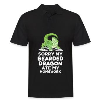 Bearded dragon eats homework reptiles. School - Men's Polo Shirt - black - Front - Kai (181cm)
