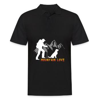 Mountain dog love randonnée voyage aventure grimpeur - Polo Homme - noir - Devant - Kai (181cm)