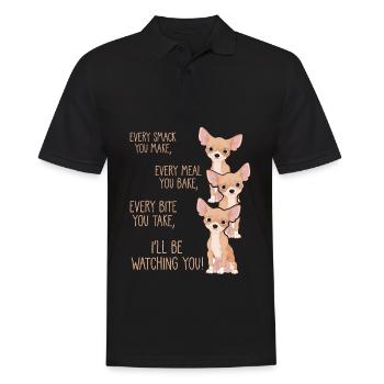 Chien affamé maman chiot mère chihuahua - Polo Homme - noir - Devant - Kai (181cm)
