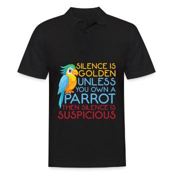 Funny parrot graphic silence is gold bird - Men's Polo Shirt - black - Front - Kai (181cm)