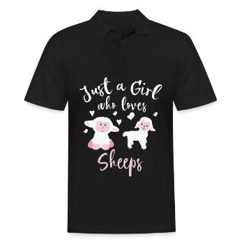 Fille qui aime mouton agneau enfant mouton - Polo Homme - noir - Devant - Kai (181cm)