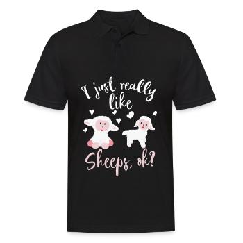 Sheep lamb farm children sheep lover - Men's Polo Shirt - black - Front - Kai (181cm)