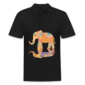 Éléphant indien animal sauvage Safari coloré - Polo Homme - noir - Devant - Kai (181cm)