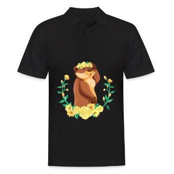 Otter Sonnenblume Gelbe Rose Blume - Männer Poloshirt - Schwarz - Vorne - Kai (181cm)