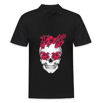 Mexican skull flower florist Cinco de Mayo - Men's Polo Shirt - black - Front - Kai (181cm)
