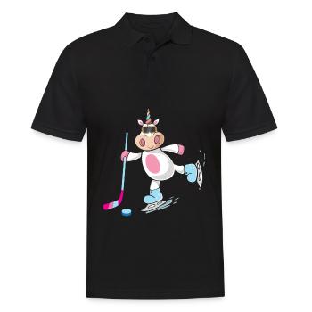 Joueur de hockey sur glace licorne enfant sport d'hiver magique - Polo Homme - noir - Devant - Kai (181cm)