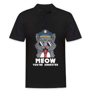 Meow arrested cat police kitten cop - Men's Polo Shirt - black - Front - Kai (181cm)