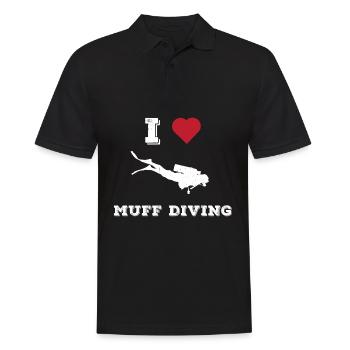 Perverti Humour Muff Diving Oral Sex Joke - Polo Homme - noir - Devant - Kai (181cm)
