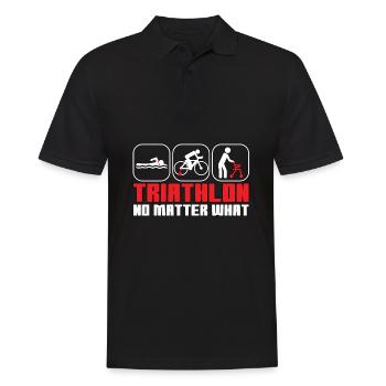 Triathlon funny swim bike run saying - Men's Polo Shirt - black - Front - Kai (181cm)