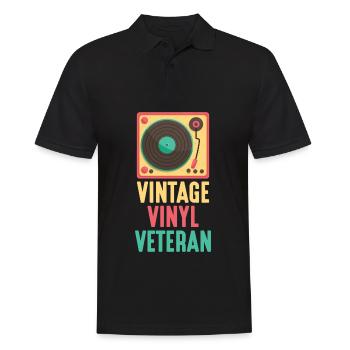 Platine vinyle rétro vinyle techno dj - Polo Homme - noir - Devant - Kai (181cm)