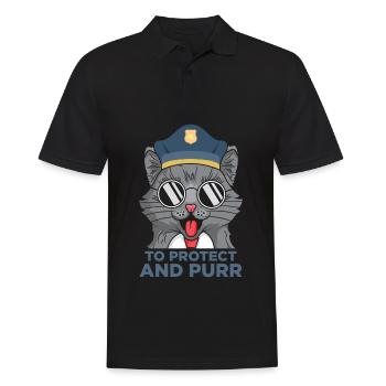 Drôle flic chat détective police - Polo Homme - noir - Devant - Kai (181cm)
