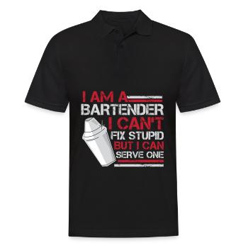 Urkomischer Barkeeper Kellner Barmann Mixer - Männer Poloshirt - Schwarz - Vorne - Kai (181cm)