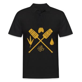 Bière Braupaddel Houblon et malt - Polo Homme - noir - Devant - Kai (181cm)