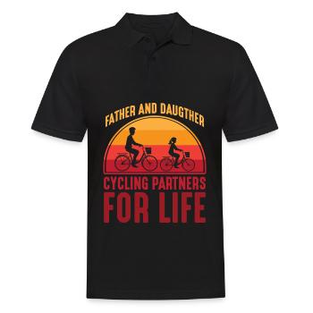 Vater und Tochter Fahrrad Partner fürs Leben - Männer Poloshirt - Schwarz - Vorne - Kai (181cm)