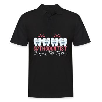 Kieferorthopäde bringt Zähne zusammen Zahnspange - Männer Poloshirt - Schwarz - Vorne - Kai (181cm)