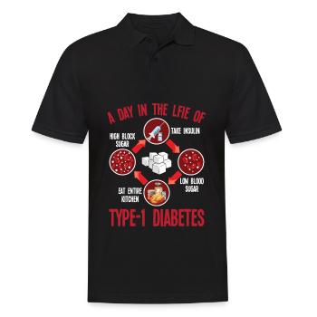 Typ 1 Diabetes Unterstützung T1D Diabetiker - Männer Poloshirt - Schwarz - Vorne - Kai (181cm)