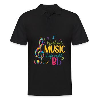 Sans musique, la vie ne serait que des notes de musique à touches B - Polo Homme - noir - Devant - Kai (181cm)