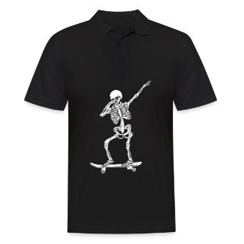 Dabbing Skating Skelett Retro Skateboard - Männer Poloshirt - Schwarz - Vorne - Kai (181cm)
