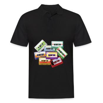 Radio mixtape cassette stéréo 80s 90s musique - Polo Homme - noir - Devant - Kai (181cm)