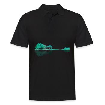 Guitare lac ombre paysage musique amour guitare - Polo Homme - noir - Devant - Kai (181cm)