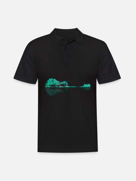 Guitar lake shadow landscape music love guitar - Men's Polo Shirt - black