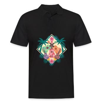 Ukulélé Musique Hawaii Tropical Holiday Aloha - Polo Homme - noir - Devant - Kai (181cm)