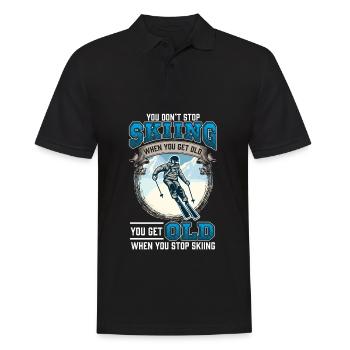 Ski neige montagnes vieux skieur sport d'hiver - Polo Homme - noir - Devant - Kai (181cm)