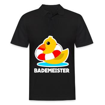 Bademeister Bade Ente und Rettungsring - Männer Poloshirt - Schwarz - Vorne - Kai (181cm)